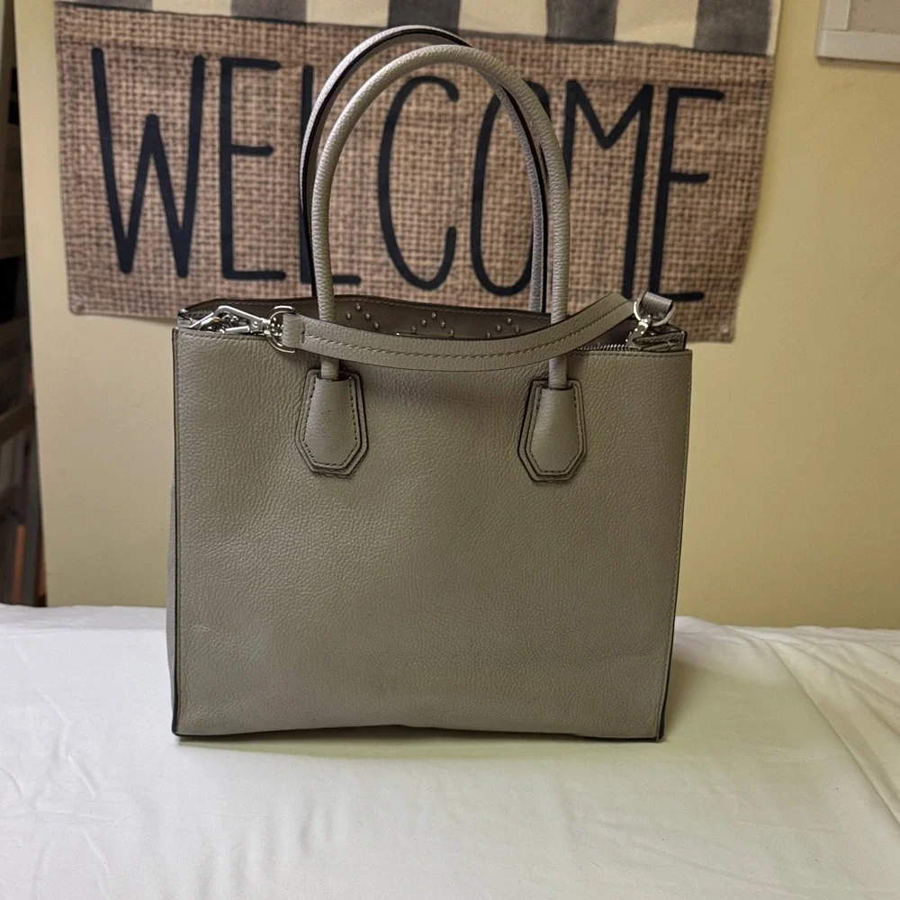 Michael Kors Studded Satchel Tote –‎ Gray Leather